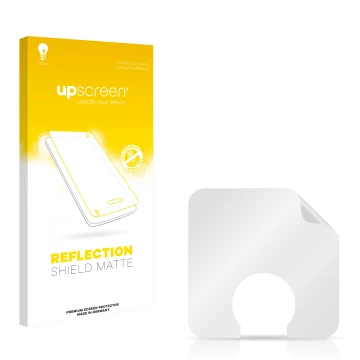 Vorderseite einer Produktverpackung mit dem Markenlogo upscreen. Daneben ist der zugehörige Displayschutz.