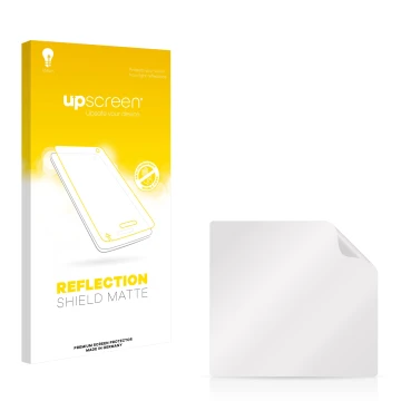 Vorderseite einer Produktverpackung mit dem Markenlogo upscreen. Daneben ist der zugehörige Displayschutz.