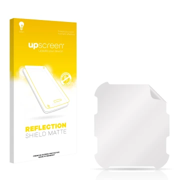 Vorderseite einer Produktverpackung mit dem Markenlogo upscreen. Daneben ist der zugehörige Displayschutz.