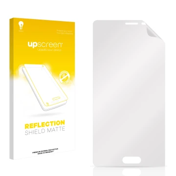 Vorderseite einer Produktverpackung mit dem Markenlogo upscreen. Daneben ist der zugehörige Displayschutz.