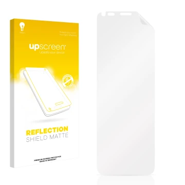 Vorderseite einer Produktverpackung mit dem Markenlogo upscreen. Daneben ist der zugehörige Displayschutz.