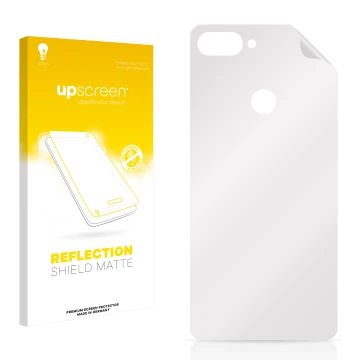 Vorderseite einer Produktverpackung mit dem Markenlogo upscreen. Daneben ist der zugehörige Displayschutz.