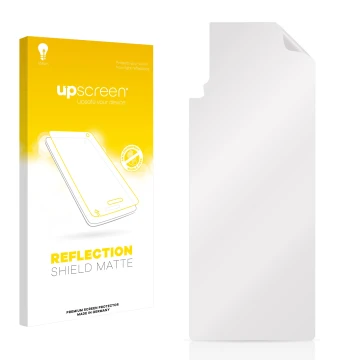 Vorderseite einer Produktverpackung mit dem Markenlogo upscreen. Daneben ist der zugehörige Displayschutz.