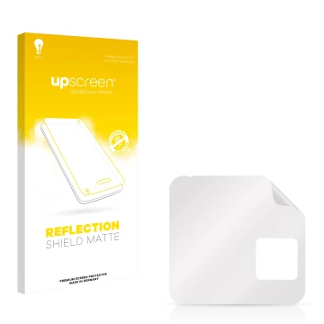 Vorderseite einer Produktverpackung mit dem Markenlogo upscreen. Daneben ist der zugehörige Displayschutz.