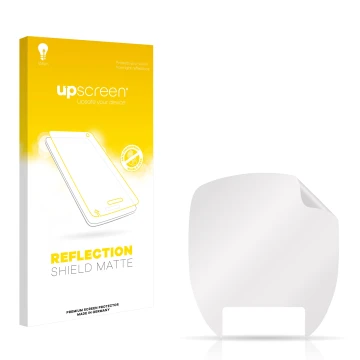 Vorderseite einer Produktverpackung mit dem Markenlogo upscreen. Daneben ist der zugehörige Displayschutz.