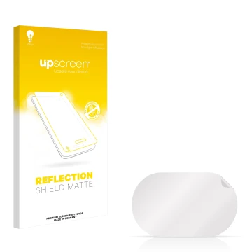 Vorderseite einer Produktverpackung mit dem Markenlogo upscreen. Daneben ist der zugehörige Displayschutz.