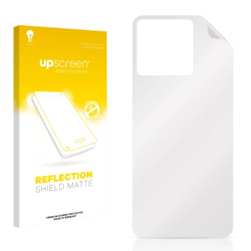 Vorderseite einer Produktverpackung mit dem Markenlogo upscreen. Daneben ist der zugehörige Displayschutz.
