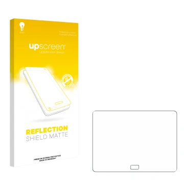 Vorderseite einer Produktverpackung mit dem Markenlogo upscreen. Daneben ist der zugehörige Displayschutz.