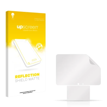 Vorderseite einer Produktverpackung mit dem Markenlogo upscreen. Daneben ist der zugehörige Displayschutz.