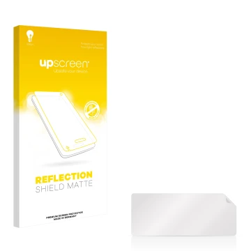 Vorderseite einer Produktverpackung mit dem Markenlogo upscreen. Daneben ist der zugehörige Displayschutz.