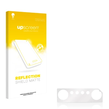 Vorderseite einer Produktverpackung mit dem Markenlogo upscreen. Daneben ist der zugehörige Displayschutz.
