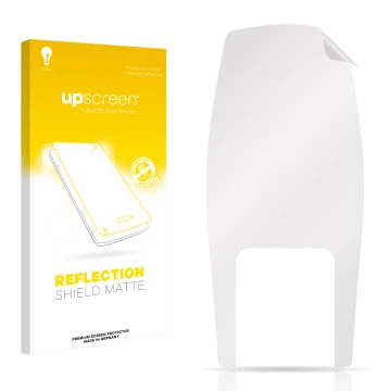 Vorderseite einer Produktverpackung mit dem Markenlogo upscreen. Daneben ist der zugehörige Displayschutz.