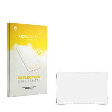 Vorderseite einer Produktverpackung mit dem Markenlogo upscreen. Daneben ist der zugehörige Displayschutz.