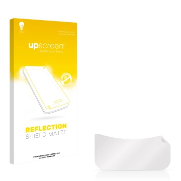 Vorderseite einer Produktverpackung mit dem Markenlogo upscreen. Daneben ist der zugehörige Displayschutz.