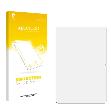 Vorderseite einer Produktverpackung mit dem Markenlogo upscreen. Daneben ist der zugehörige Displayschutz.