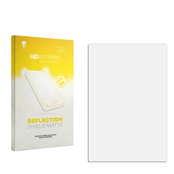 Vorderseite einer Produktverpackung mit dem Markenlogo upscreen. Daneben ist der zugehörige Displayschutz.