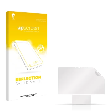 Vorderseite einer Produktverpackung mit dem Markenlogo upscreen. Daneben ist der zugehörige Displayschutz.