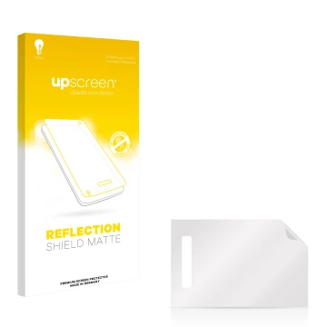 Vorderseite einer Produktverpackung mit dem Markenlogo upscreen. Daneben ist der zugehörige Displayschutz.