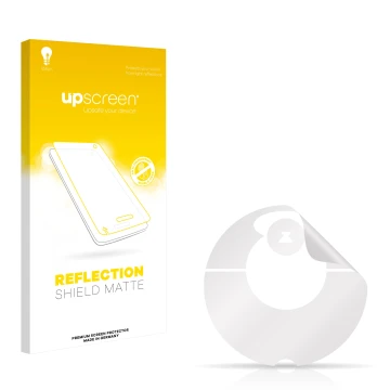 Vorderseite einer Produktverpackung mit dem Markenlogo upscreen. Daneben ist der zugehörige Displayschutz.