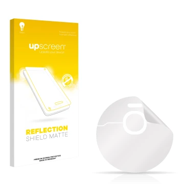 Vorderseite einer Produktverpackung mit dem Markenlogo upscreen. Daneben ist der zugehörige Displayschutz.