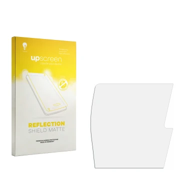 Vorderseite einer Produktverpackung mit dem Markenlogo upscreen. Daneben ist der zugehörige Displayschutz.