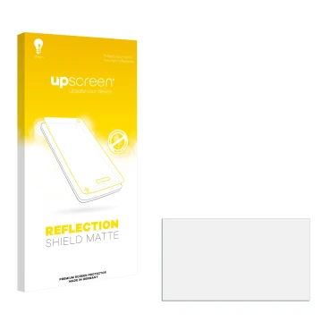 Vorderseite einer Produktverpackung mit dem Markenlogo upscreen. Daneben ist der zugehörige Displayschutz.