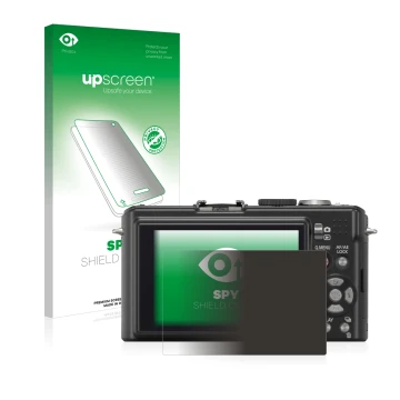 Vorderseite einer Produktverpackung mit dem Markenlogo upscreen. Daneben ist das Gerät Panasonic Lumix DMC-LX3 mit dem zugehör