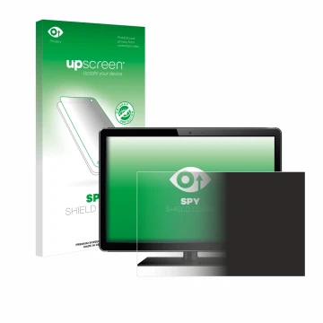 Vorderseite einer Produktverpackung mit dem Markenlogo upscreen. Daneben ist das Gerät mit dem zugehörigen Displayschutz abgeb