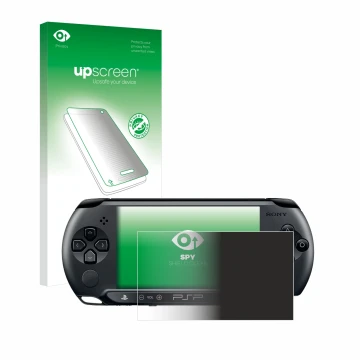Vorderseite einer Produktverpackung mit dem Markenlogo upscreen. Daneben ist das Gerät Sony PSP Street E1004 mit dem zugehörig