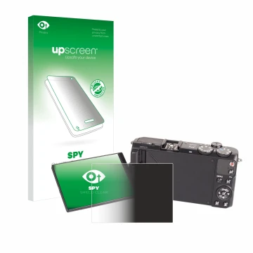 Vorderseite einer Produktverpackung mit dem Markenlogo upscreen. Daneben ist das Gerät Samsung EX2F mit dem zugehörigen Displa