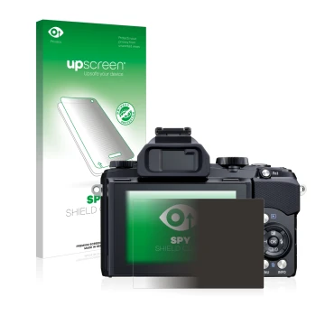 Vorderseite einer Produktverpackung mit dem Markenlogo upscreen. Daneben ist das Gerät Olympus Stylus 1 mit dem zugehörigen Di