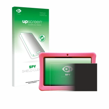 Vorderseite einer Produktverpackung mit dem Markenlogo upscreen. Daneben ist das Gerät Contixo Kids 7