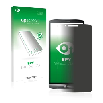 Vorderseite einer Produktverpackung mit dem Markenlogo upscreen. Daneben ist das Gerät LG G3 Cat. 6 mit dem zugehörigen Displa