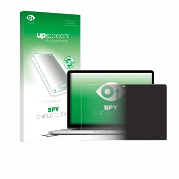 Vorderseite einer Produktverpackung mit dem Markenlogo upscreen. Daneben ist das Gerät Apple MacBook Pro Retina 15