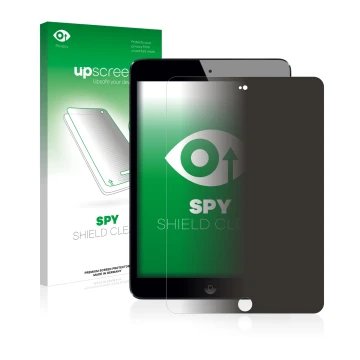 Vorderseite einer Produktverpackung mit dem Markenlogo upscreen. Daneben ist das Gerät Apple iPad Mini 3 2014 mit dem zugehöri