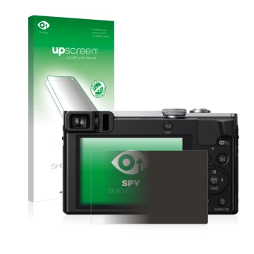 Vorderseite einer Produktverpackung mit dem Markenlogo upscreen. Daneben ist das Gerät Panasonic Lumix DMC-TZ70 mit dem zugehö