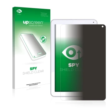 Vorderseite einer Produktverpackung mit dem Markenlogo upscreen. Daneben ist das Gerät Odys Maven 10 mit dem zugehörigen Displ