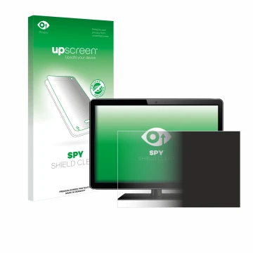 Vorderseite einer Produktverpackung mit dem Markenlogo upscreen. Daneben ist das Gerät mit dem zugehörigen Displayschutz abgeb