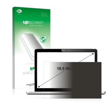 Vorderseite einer Produktverpackung mit dem Markenlogo upscreen. Daneben ist das Gerät mit dem zugehörigen Displayschutz abgeb