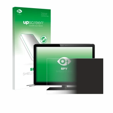 Vorderseite einer Produktverpackung mit dem Markenlogo upscreen. Daneben ist das Gerät mit dem zugehörigen Displayschutz abgeb