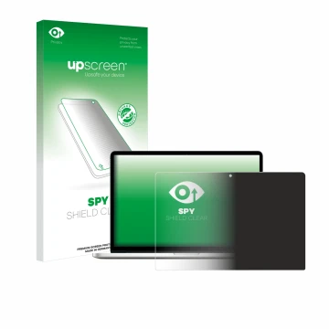 Vorderseite einer Produktverpackung mit dem Markenlogo upscreen. Daneben ist das Gerät Apple MacBook Pro Retina 15