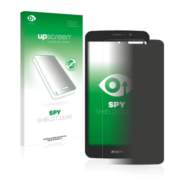Vorderseite einer Produktverpackung mit dem Markenlogo upscreen. Daneben ist das Gerät Zopo Color E5.5 mit dem zugehörigen Dis