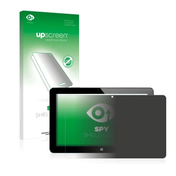 Vorderseite einer Produktverpackung mit dem Markenlogo upscreen. Daneben ist das Gerät Cube i7 Stylus mit dem zugehörigen Disp