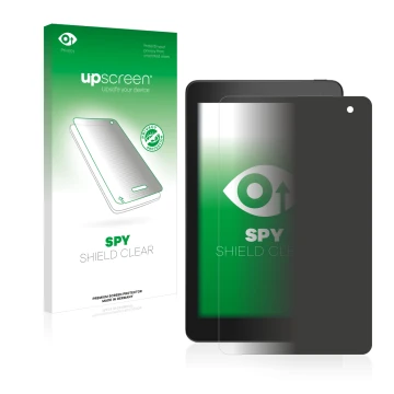 Vorderseite einer Produktverpackung mit dem Markenlogo upscreen. Daneben ist das Gerät Dell Venue 8 Pro 5855 mit dem zugehörig