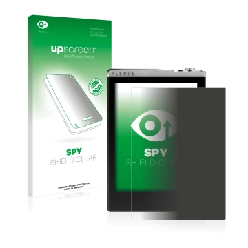 Vorderseite einer Produktverpackung mit dem Markenlogo upscreen. Daneben ist das Gerät Cowon Plenue D mit dem zugehörigen Disp