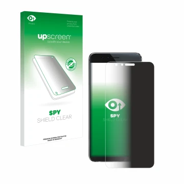 Vorderseite einer Produktverpackung mit dem Markenlogo upscreen. Daneben ist das Gerät Honor 8 mit dem zugehörigen Displayschu