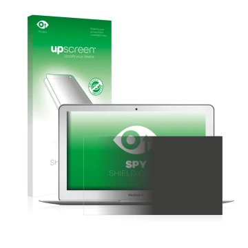 Vorderseite einer Produktverpackung mit dem Markenlogo upscreen. Daneben ist das Gerät Apple MacBook Air 11