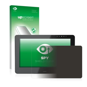 Vorderseite einer Produktverpackung mit dem Markenlogo upscreen. Daneben ist das Gerät Wacom Cintiq Pro 16 mit dem zugehörigen