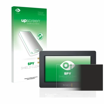 Vorderseite einer Produktverpackung mit dem Markenlogo upscreen. Daneben ist das Gerät Blackmagic Design Video Assist (5.0) mi