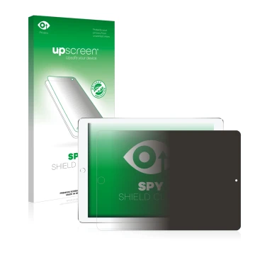Vorderseite einer Produktverpackung mit dem Markenlogo upscreen. Daneben ist das Gerät Apple iPad Pro 10.5